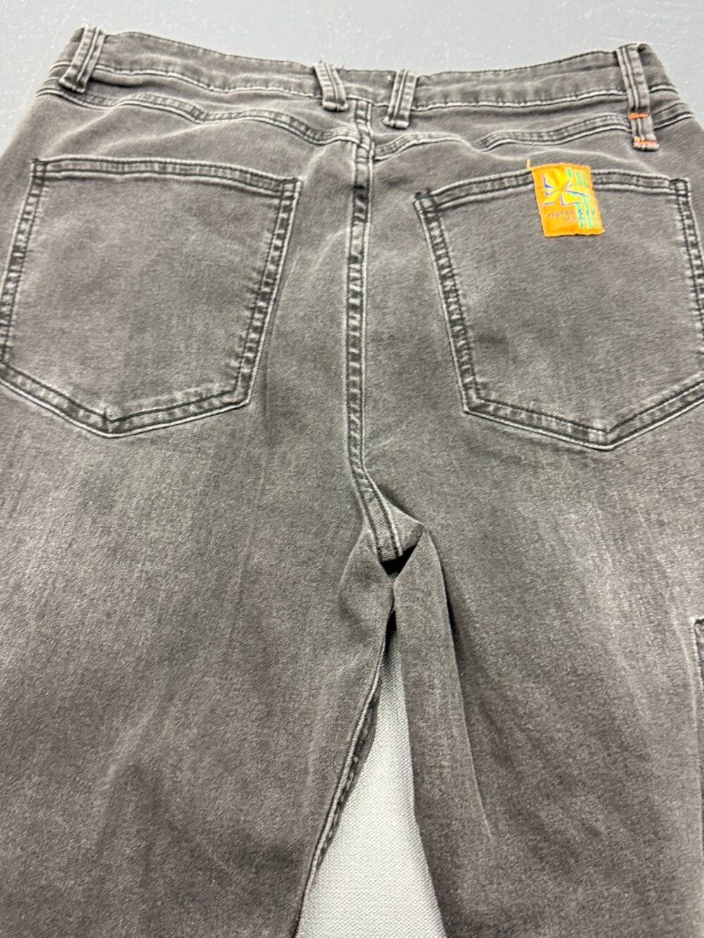 Ripton & Co Womens Size 29 Black Stretch Wide Leg Raw Hem Cargo Jeans High Rise - Picture 4 of 14